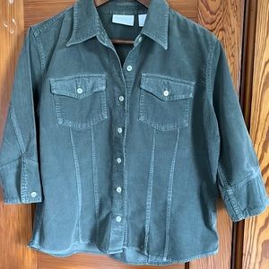 Liz Claiborne Gray Corduroy Shirt Medium
